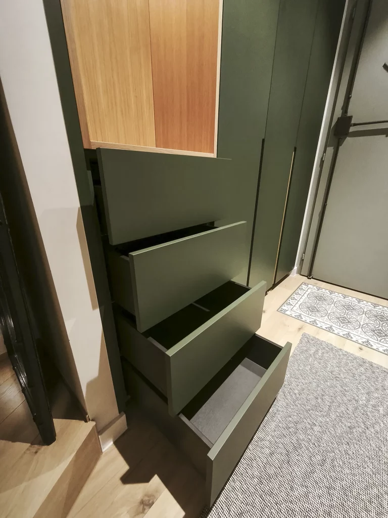 Roday-hall-d-entree-armoire-bibliotheque-Nolimit-creation-bois-07 Aménagement Hall d'entrée, armoire et bibliothèque - No Limit Creation Bois